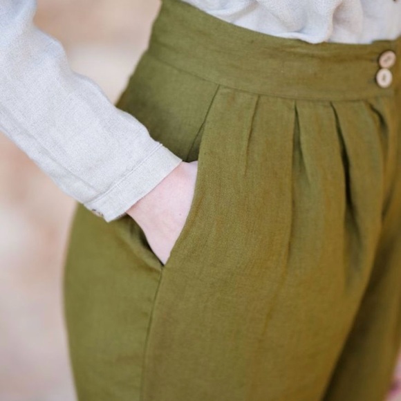 Son de Flor Pants - Son de Flor Classic Peg Leg Trousers Rosemary Green